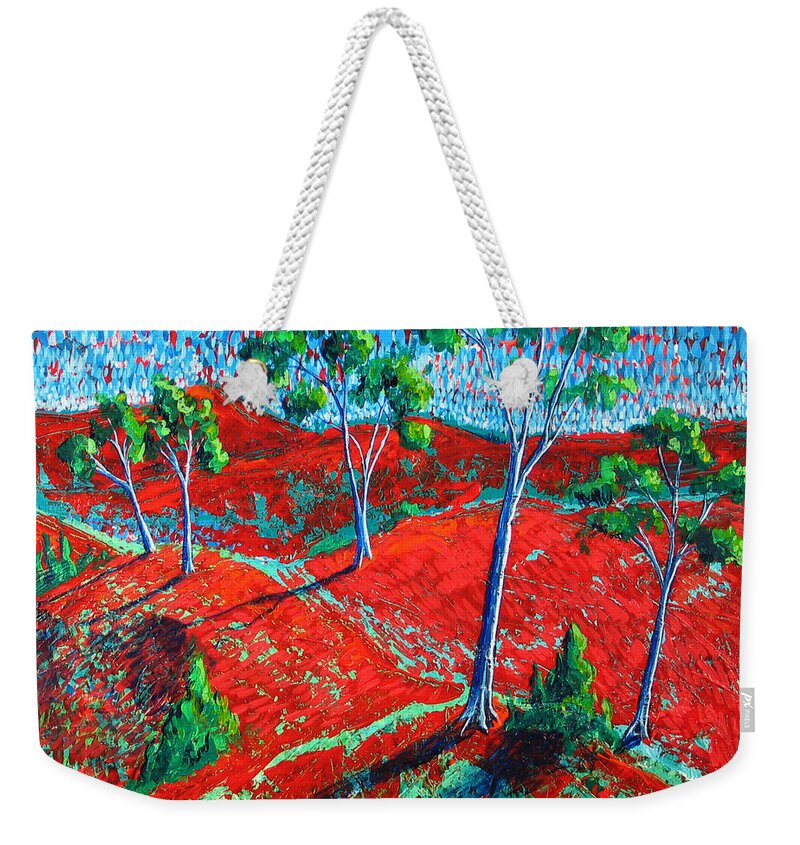Landscape Weekender Tote Bag featuring the painting Life Carries On by Rollin Kocsis