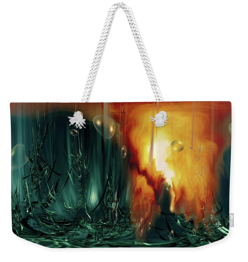 Life Form Ends Weekender Tote Bag featuring the digital art Life Form Ends by Linda Sannuti