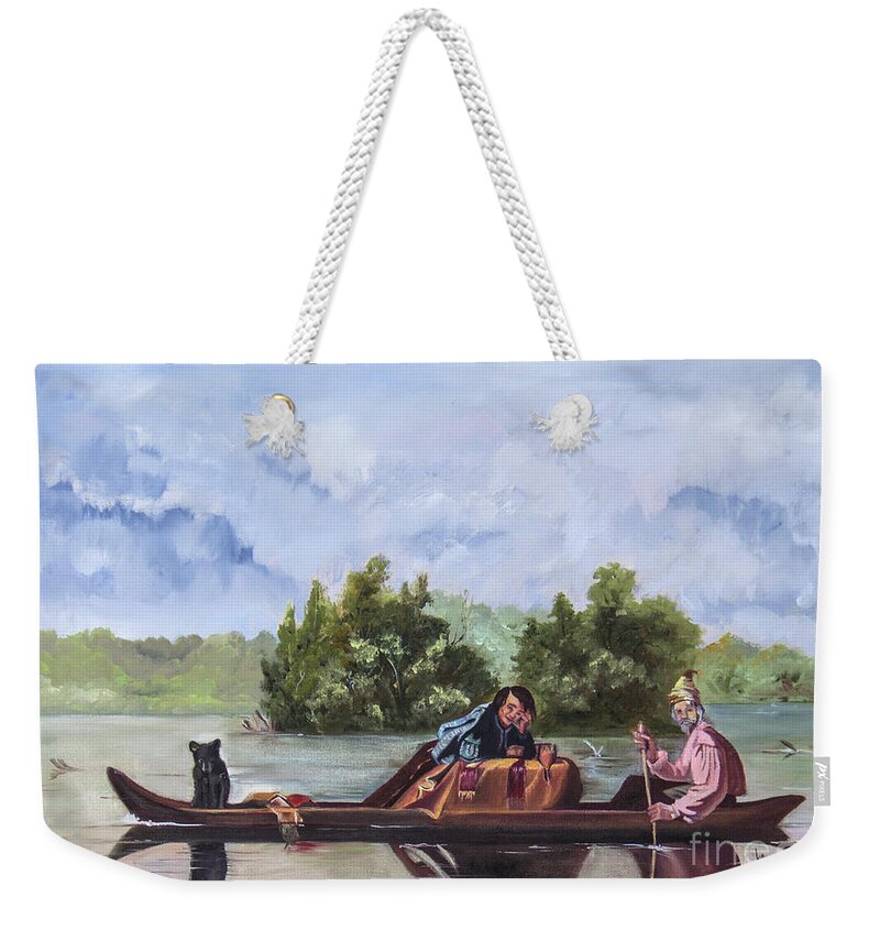 Copy Of A Master Weekender Tote Bag featuring the painting Life on the Missouri River by Nila Jane Autry