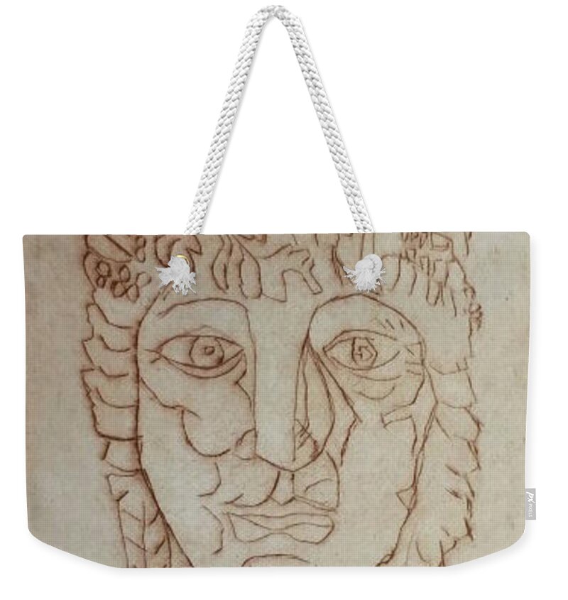 River Weekender Tote Bag featuring the drawing Liffey by Roger Cummiskey