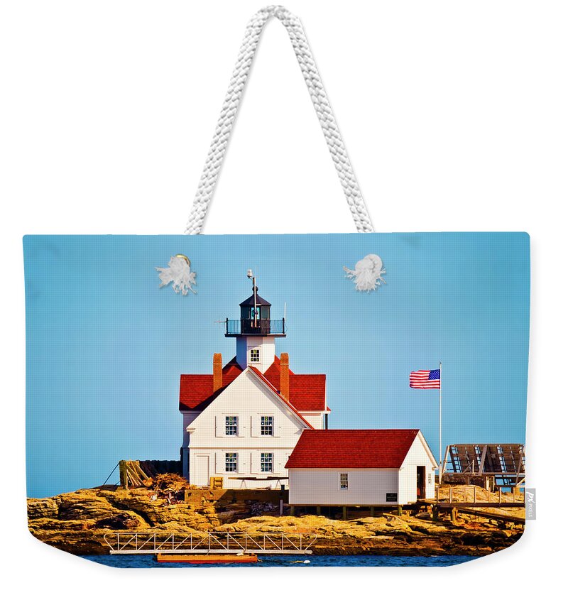 Cuckolds Lighthouse Weekender Tote Bag featuring the photograph Light Bright by Jeff Cooper