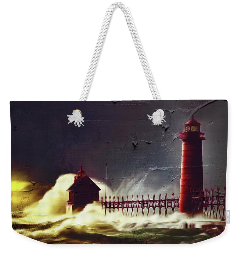 Long Beach Weekender Tote Bag featuring the painting Light house 07 by Gull G