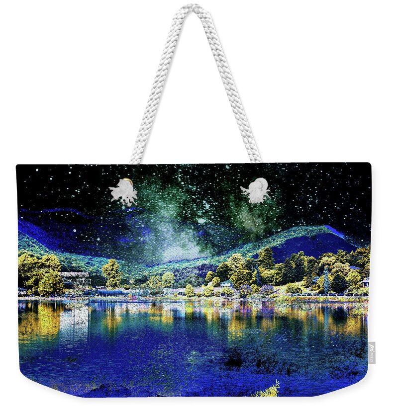 Galactic Lake Weekender Tote Bag featuring the photograph Light meets Darkness by Dennis Baswell