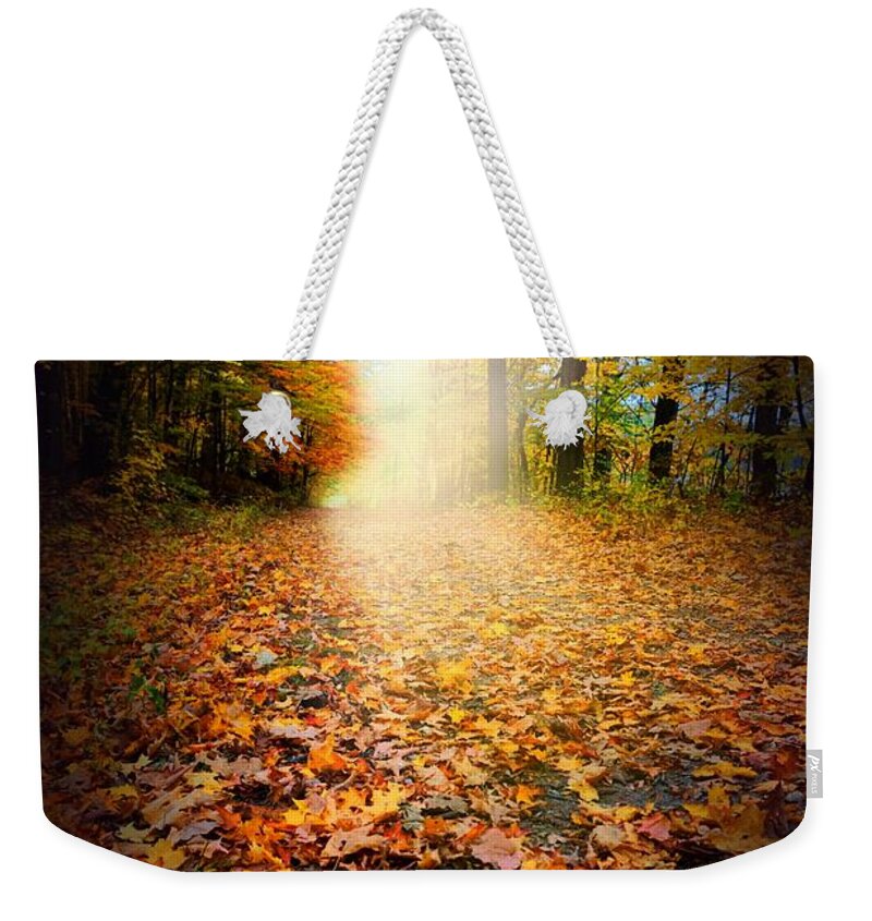 Seasons Weekender Tote Bag featuring the digital art Light over Foliage by Lilia S