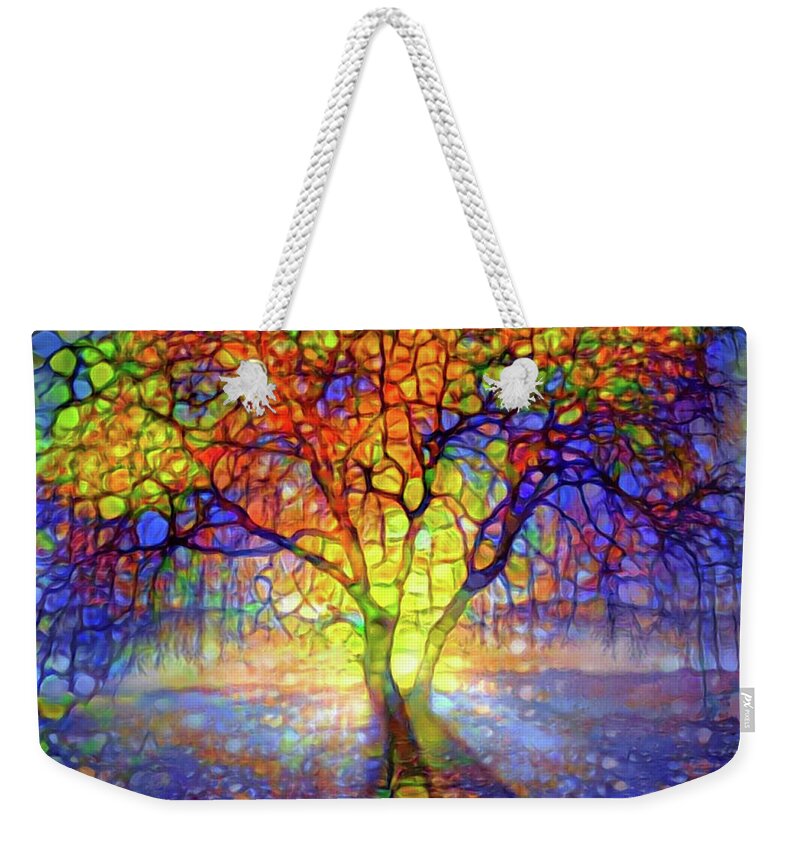 Light Through The Tree Weekender Tote Bag featuring the mixed media Light through the tree by Lilia S