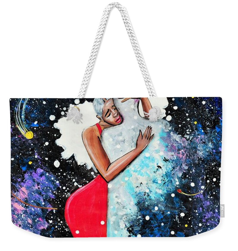 Love Weekender Tote Bag featuring the painting Light Years For Love by Artist RiA
