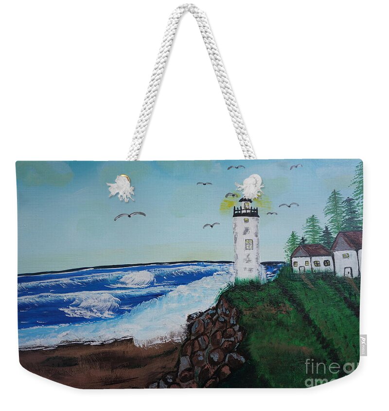 Lighthouse Weekender Tote Bag featuring the painting Lighthouse by Jimmy Clark