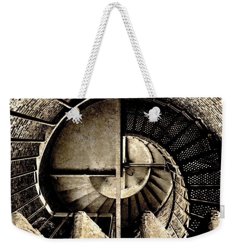 Lighthouse Weekender Tote Bag featuring the digital art Lighthouse Stairs by Ken Taylor