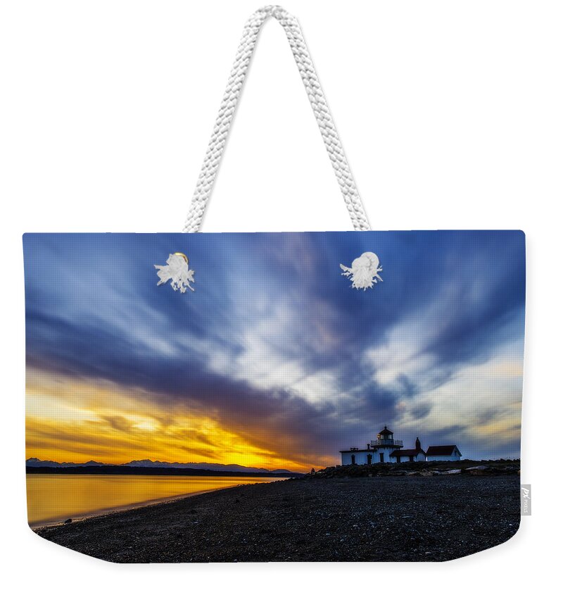 Outdoor Weekender Tote Bag featuring the photograph Lighthouse Sunset by Pelo Blanco Photo