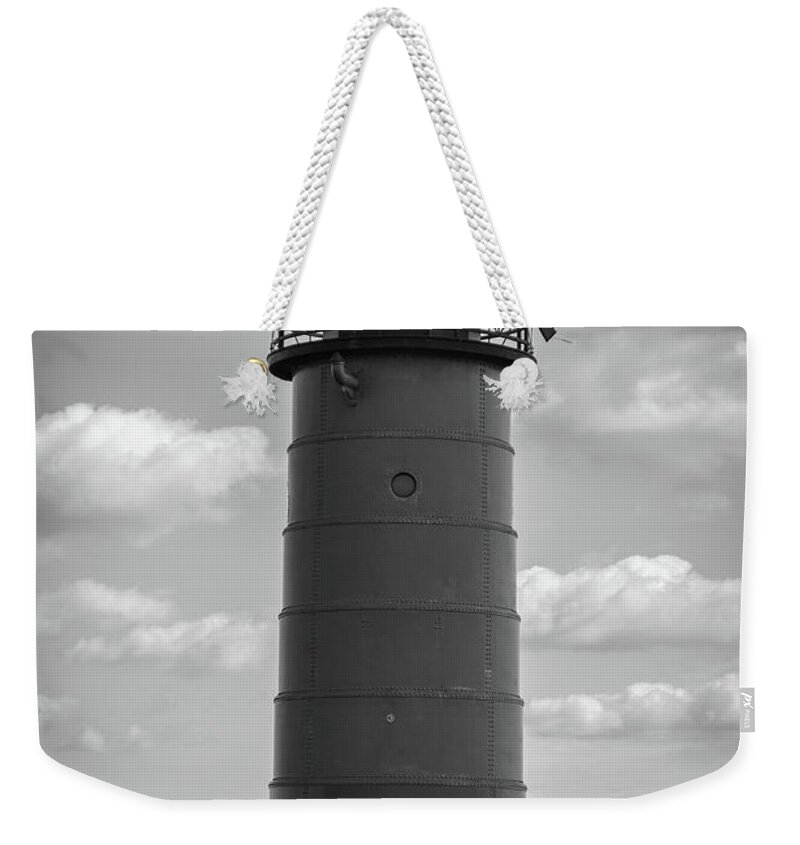 Water Weekender Tote Bag featuring the photograph Lighthouses of Milwaukee by Deborah Klubertanz