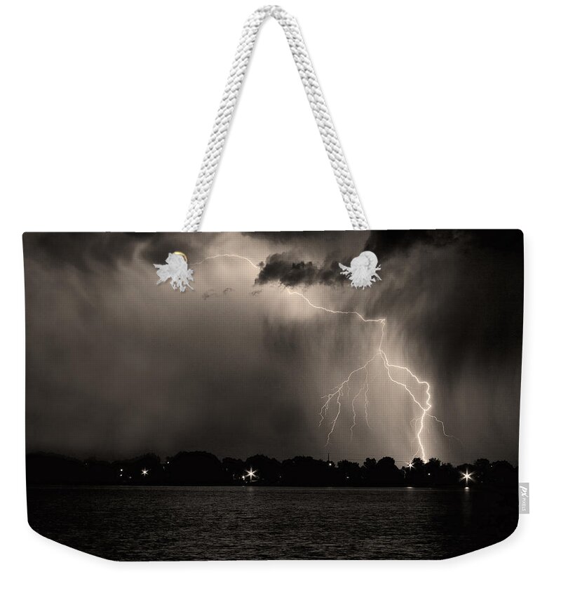 Lightning Weekender Tote Bag featuring the photograph Lightning Energy Poster Print by James BO Insogna