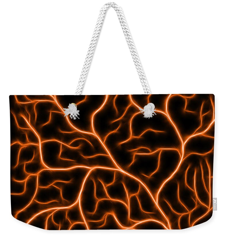 Lightning Weekender Tote Bag featuring the digital art Lightning - Orange by Shane Bechler