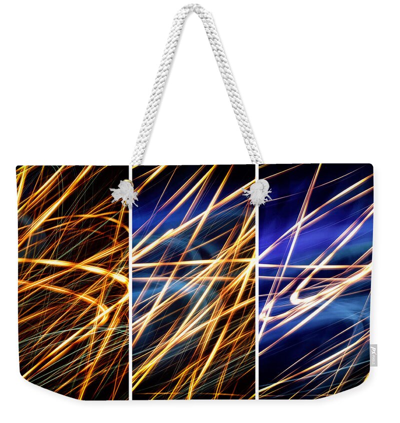 Light Painting Weekender Tote Bag featuring the photograph Lightpainting Triptych Wall Art Print Photograph 6 by John Williams
