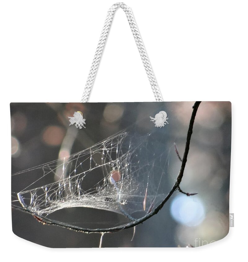Lights Weekender Tote Bag featuring the photograph Lights in the forest by Karin Ravasio