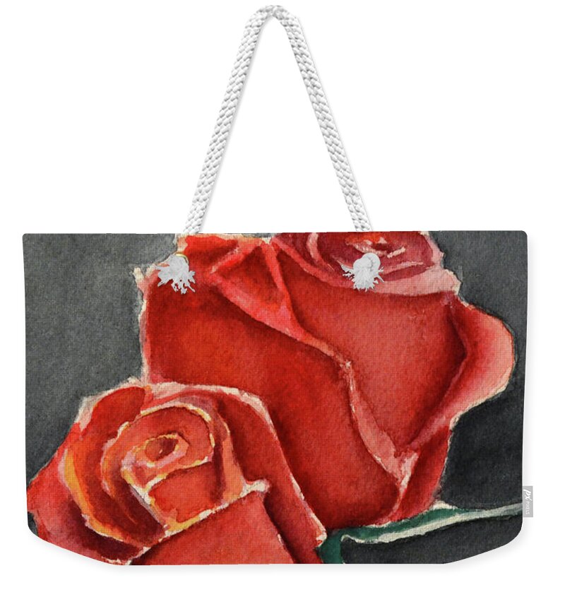 Rose Weekender Tote Bag featuring the painting Like a Rose by Allison Ashton