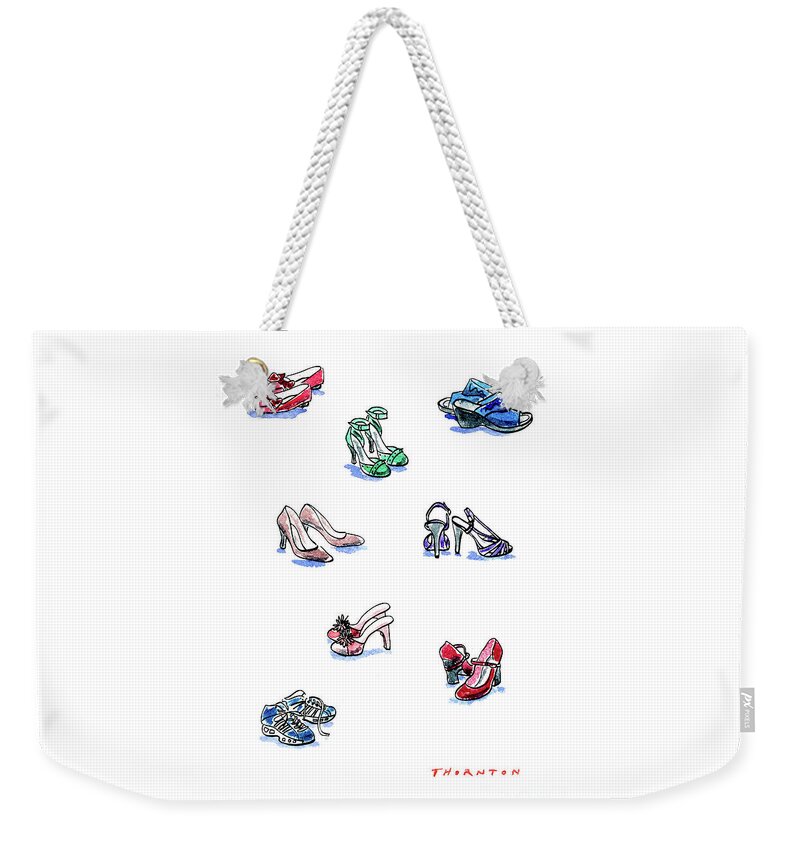 Shoes Weekender Tote Bag featuring the painting L'il Shoes by Diane Thornton