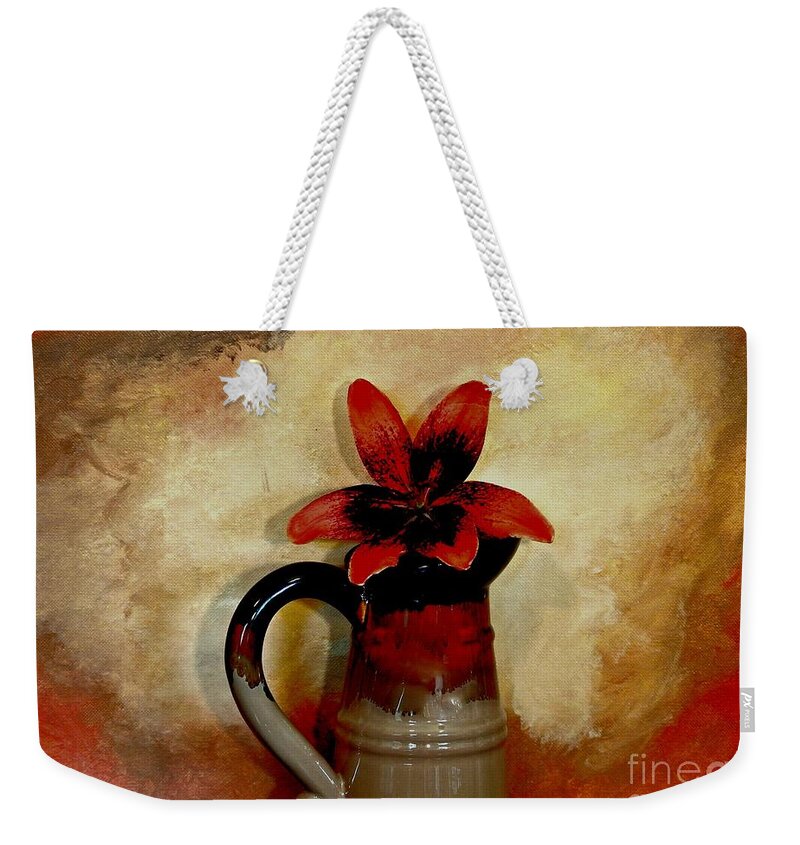 Photo Weekender Tote Bag featuring the mixed media Lily Lovely by Marsha Heiken