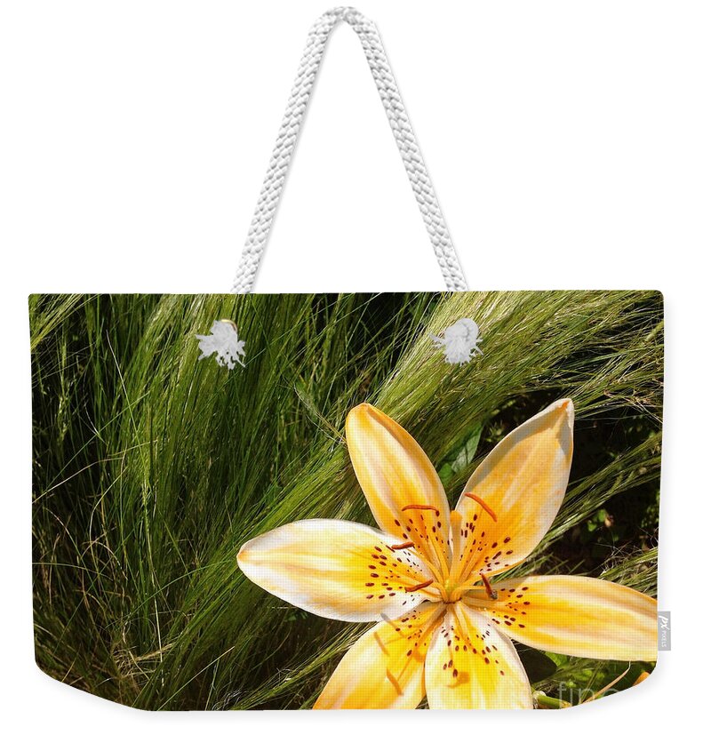 Lily Weekender Tote Bag featuring the photograph Lily on the Green by Onedayoneimage Photography