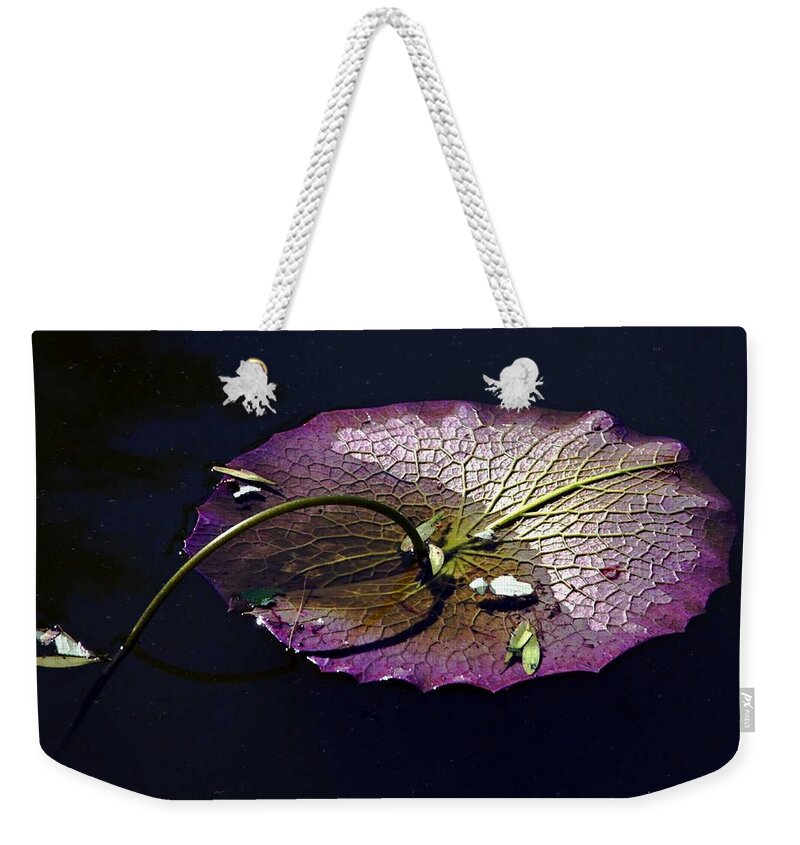 Photography By Suzanne Stout Weekender Tote Bag featuring the photograph Lily Pad Fractals by Suzanne Stout