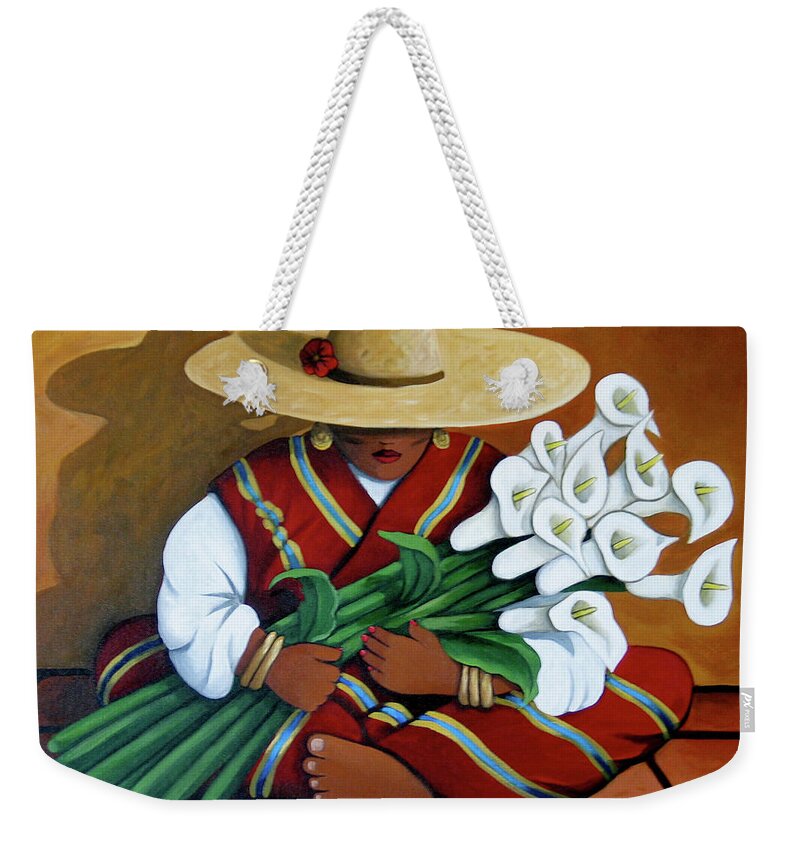 Contemporary Native American Art Weekender Tote Bag featuring the painting Lily Woman by Lance Headlee