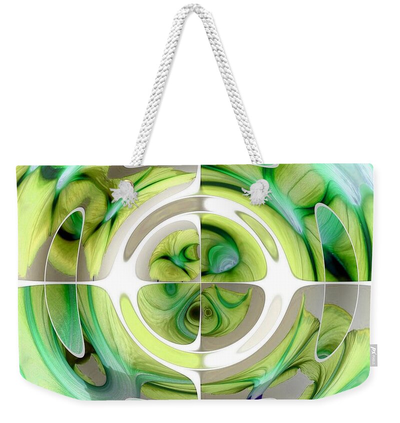 Lime Weekender Tote Bag featuring the painting Lime and Green Abstract Collage by Taiche Acrylic Art