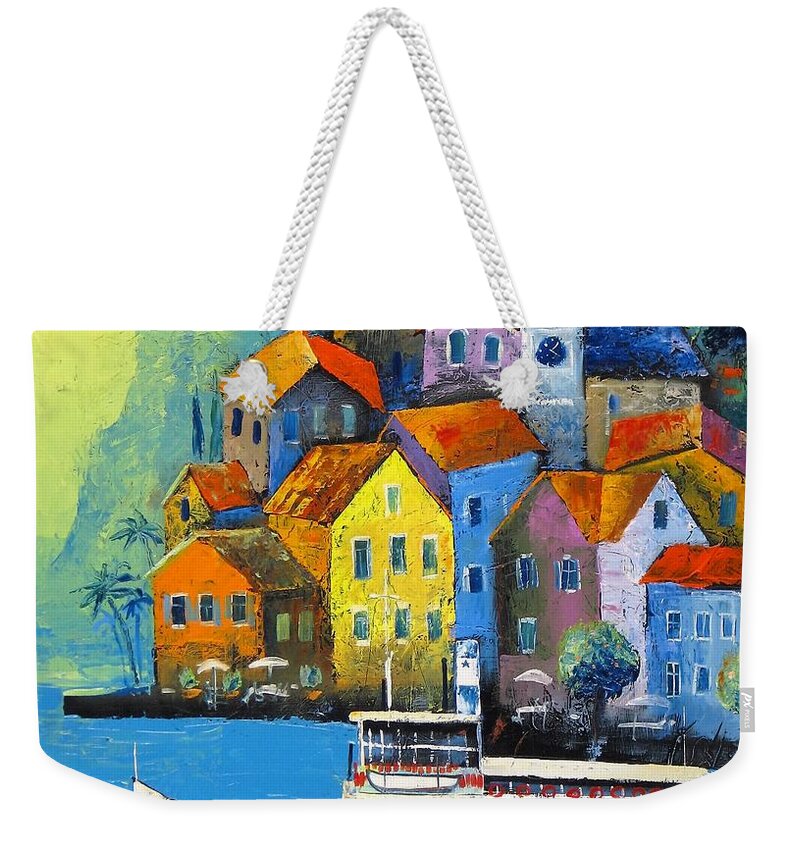 Italy Weekender Tote Bag featuring the painting Limone by Mikhail Zarovny