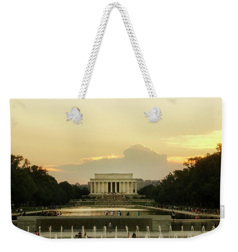 Sunset Weekender Tote Bag featuring the photograph Lincoln Memorial Sunset by Greg and Chrystal Mimbs