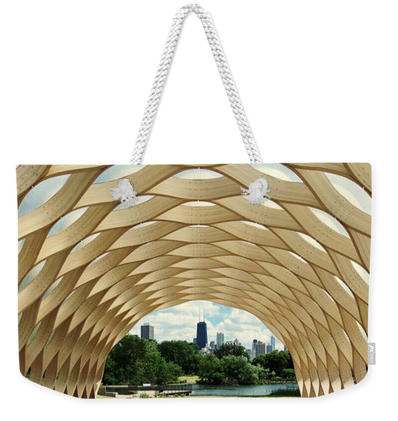 Chicago Weekender Tote Bag featuring the photograph Lincoln Park Zoo Nature Boardwalk Panorama by Kyle Hanson