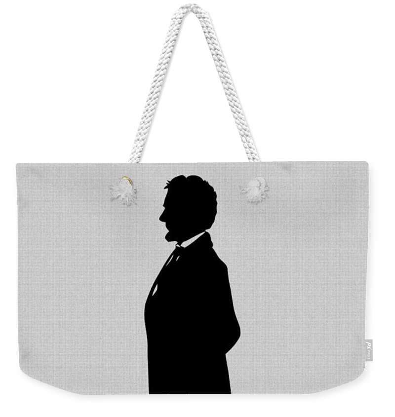 Abraham Lincoln Weekender Tote Bag featuring the digital art Lincoln Silhouette and Signature by War Is Hell Store