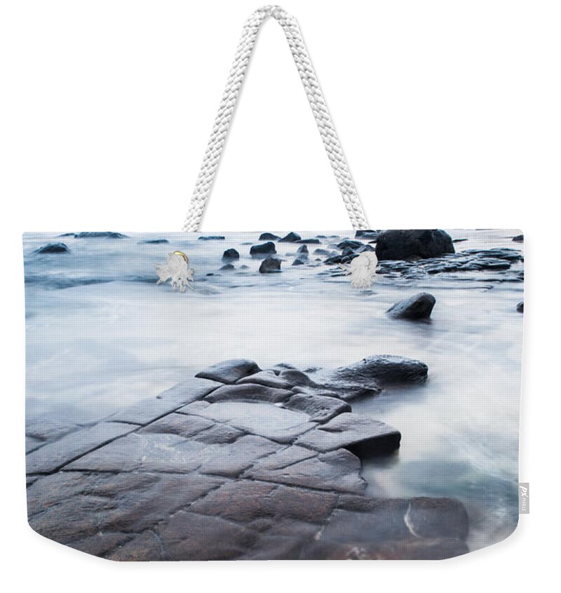 Ocean Weekender Tote Bag featuring the photograph Lines in the Rocks by Parker Cunningham