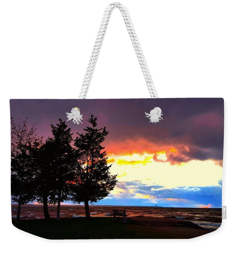 Lake Weekender Tote Bag featuring the photograph Lingering Light by Dani McEvoy