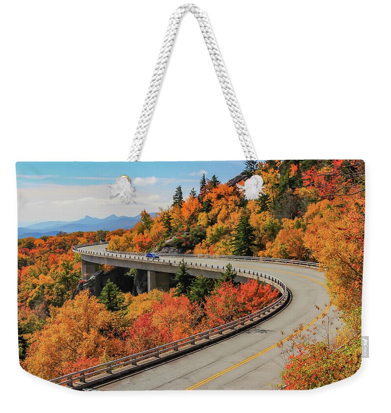 Linn Cove Viaduct Weekender Tote Bag featuring the photograph Linn Cove Viaduct in Fall by Kevin Craft