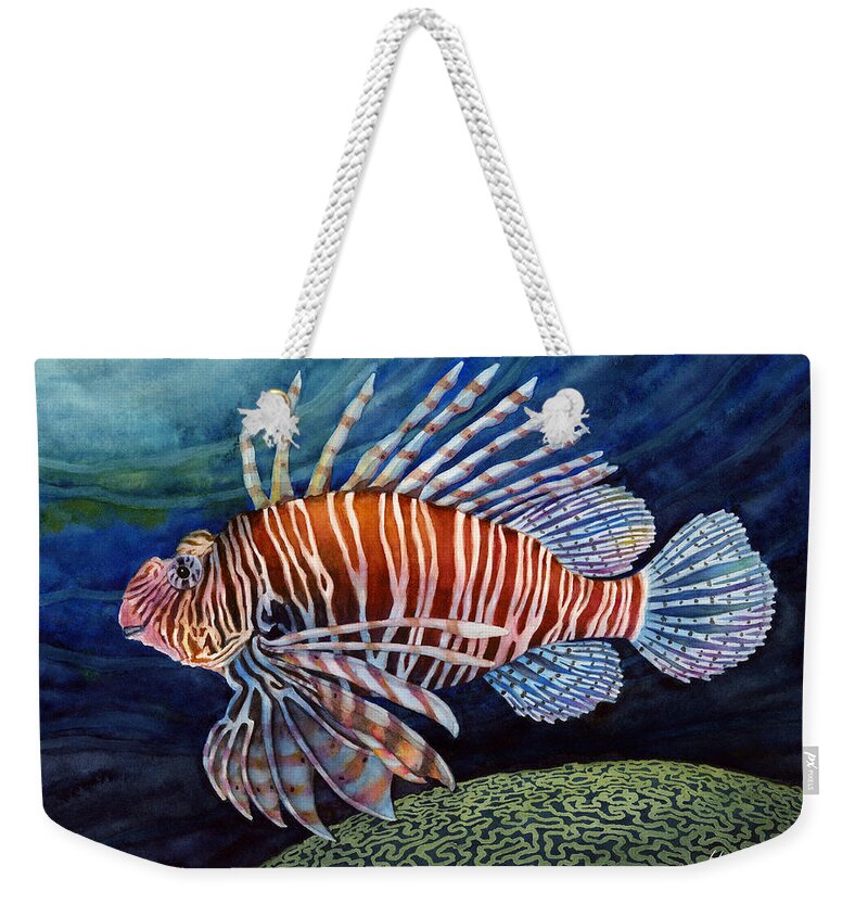 Lionfish Weekender Tote Bag featuring the painting Lionfish by Hailey E Herrera
