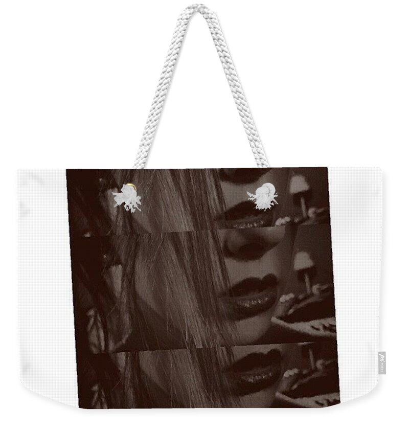 Lips Weekender Tote Bag featuring the photograph Lips by Annie Walczyk
