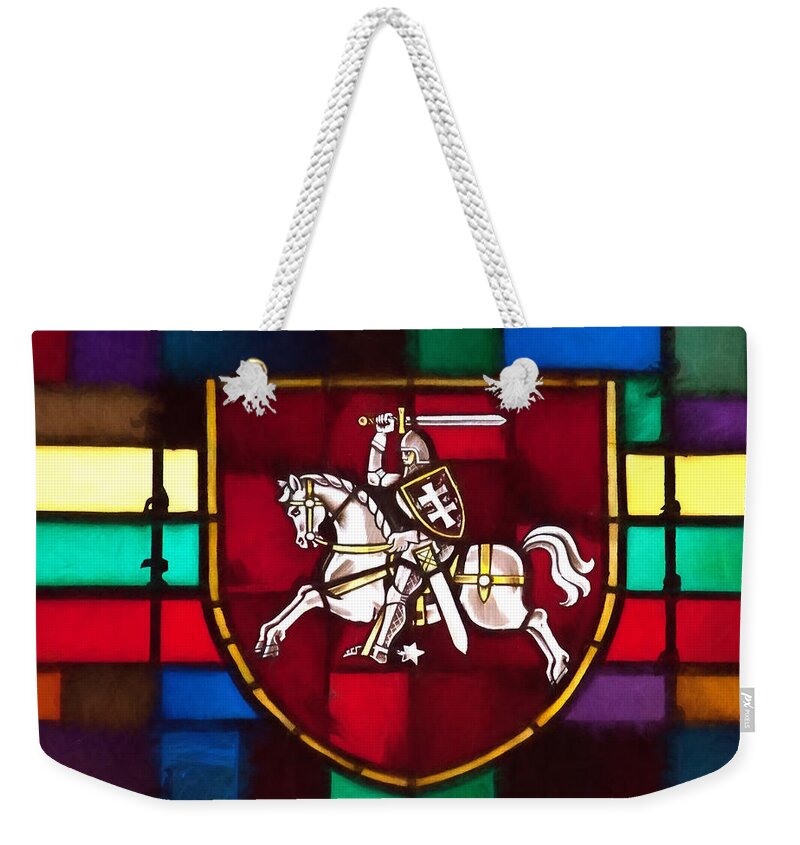 Coat Of Arms Weekender Tote Bag featuring the photograph Lithuania Coat of Arms by Shirley Radabaugh