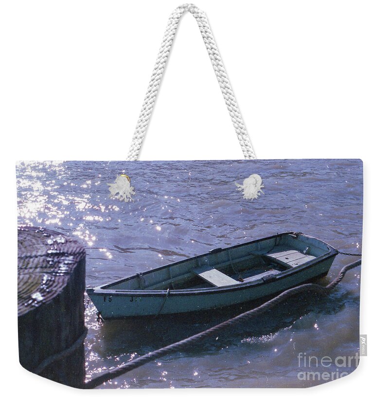 Boat Weekender Tote Bag featuring the photograph Little Blue Boat by Ana V Ramirez