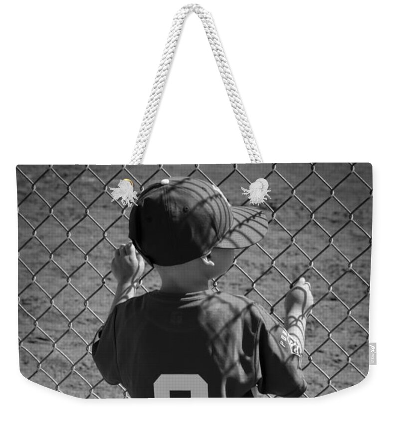 Baseball Weekender Tote Bag featuring the photograph Little Brother by Leah McPhail