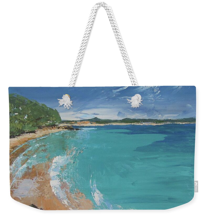 Seascape Weekender Tote Bag featuring the painting Little Cove View by Chris Hobel