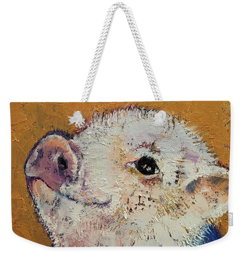 Pig Weekender Tote Bag featuring the painting Little Piggy by Michael Creese