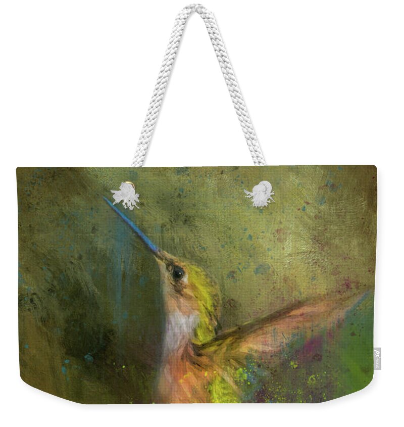 Jai Johnson Weekender Tote Bag featuring the painting Little Sparkler by Jai Johnson