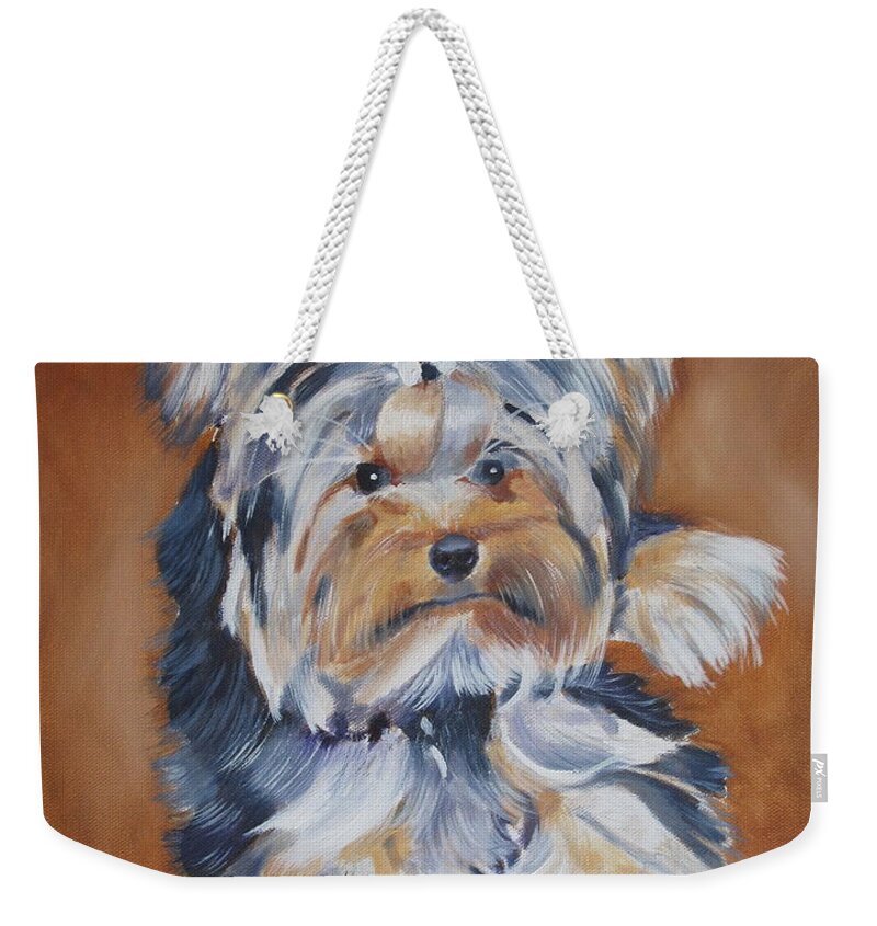 Pets Weekender Tote Bag featuring the painting Little Zoey by Kathie Camara