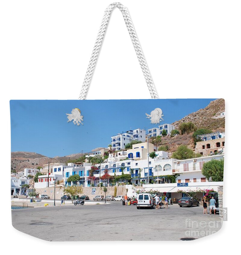 Tilos Weekender Tote Bag featuring the photograph Livadia harbour on Tilos by David Fowler