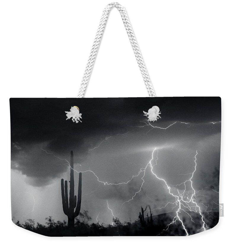 Lightning Weekender Tote Bag featuring the photograph Living In Fear-Signed by J L Woody Wooden