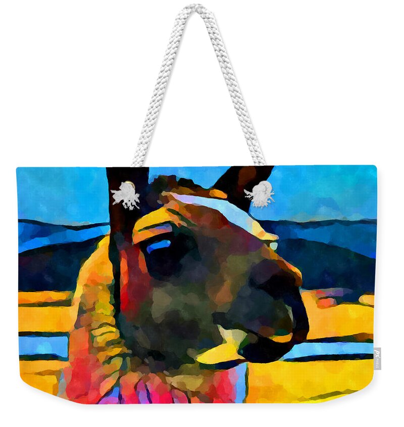 Llama Weekender Tote Bag featuring the painting Llama by Chris Butler