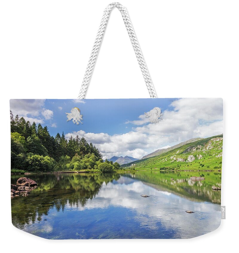 Wales Weekender Tote Bag featuring the photograph Llyn Mymbyr and Snowdon by Ian Mitchell