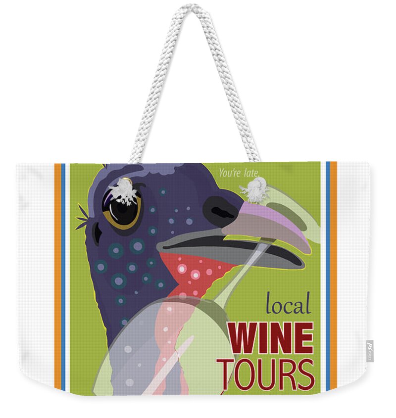 Brookline Turkeys Weekender Tote Bag featuring the digital art Local Wine Tours by Caroline Barnes