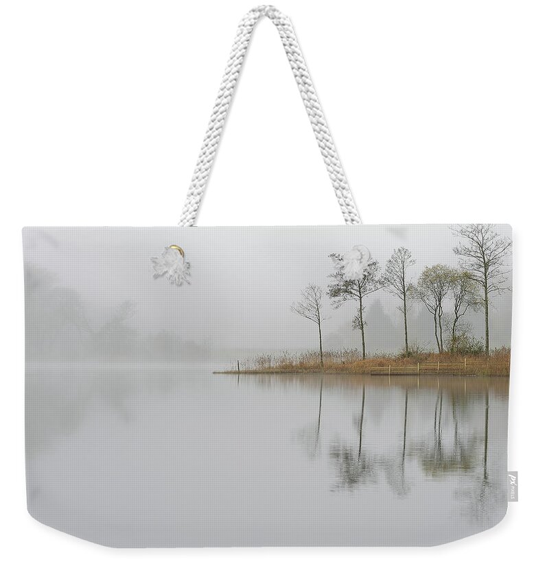 Loch Ard Weekender Tote Bag featuring the photograph Loch Ard Misty Sunrise by Maria Gaellman