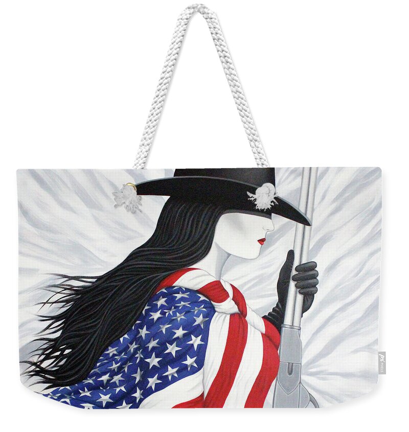 America Weekender Tote Bag featuring the painting Locked And Loaded Number Two by Lance Headlee