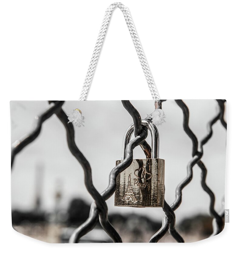 Heart Weekender Tote Bag featuring the photograph Locked in Paris by Helen Jackson