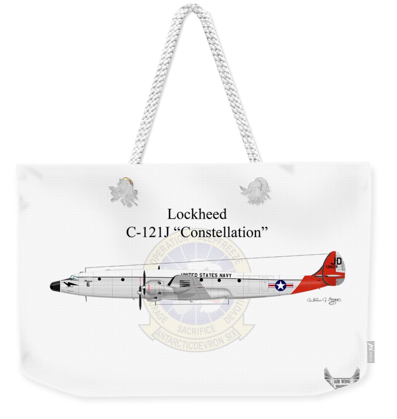 Lockheed Weekender Tote Bag featuring the digital art Lockheed C-121J Constellation by Arthur Eggers